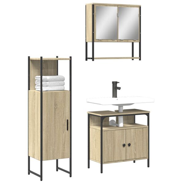 vidaXL Bathroom Furniture Set Sonoma Oak