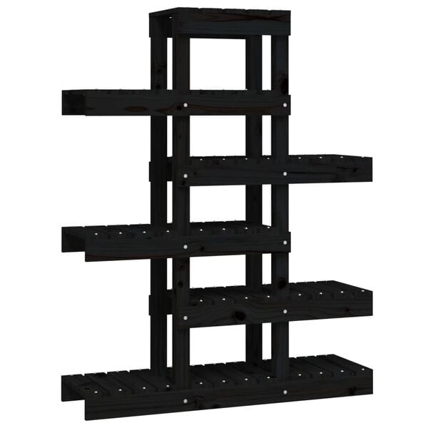 vidaXL Plant Stand Black Solid pine wood 33.5 x 9.8 x 43.1 in Shelving