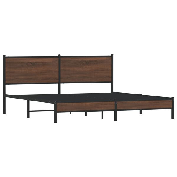 vidaXL Bed Frame Brown oak Steel, engineered wood Super King Bed Frame