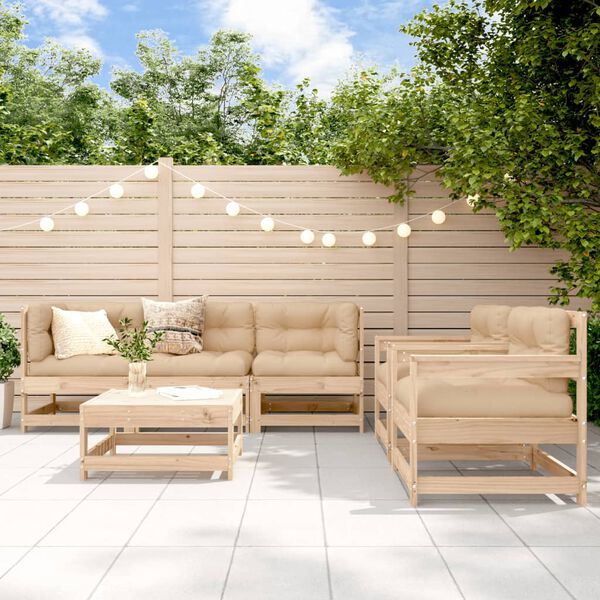 vidaXL Garden Lounge Set Beige and wooden tones