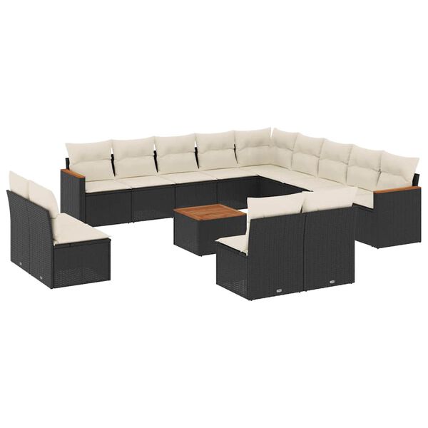 vidaXL Garden Sofa Set Black PE rattan Large Adjustable Feet
