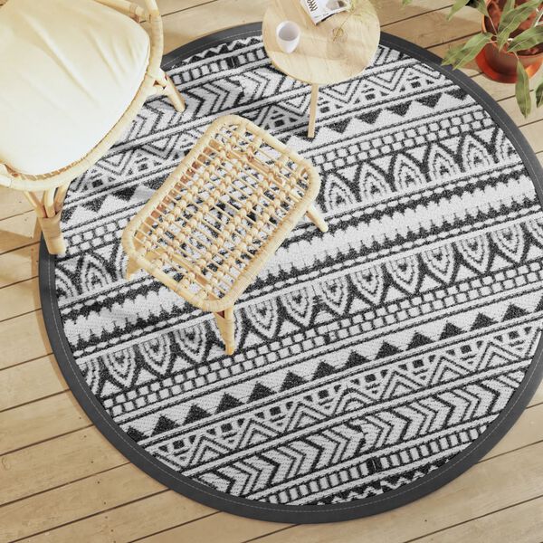 vidaXL Outdoor Carpet Black Polypropylene Ø63.0 in Reversible