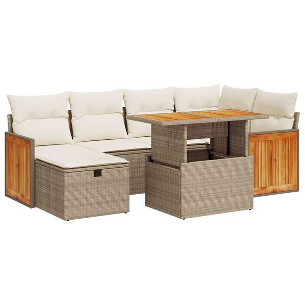 vidaXL Garden Sofa Set Beige; White