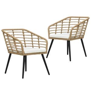 vidaXL Garden Chair Set of 2 Oak PE rattan Medium Ergonomic