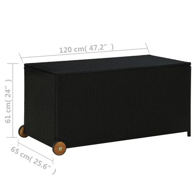vidaXL Patio Storage Box Black 47.2"x25.6"x24" Poly Rattan