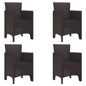 vidaXL Garden Chair 4 pcs Brown 20.87 x 19.29 x 33.46 in Polypropylene