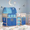 vidaXL Kids'Loft Bed Blue Solid Pine wood Twin Kids'Loft Bed