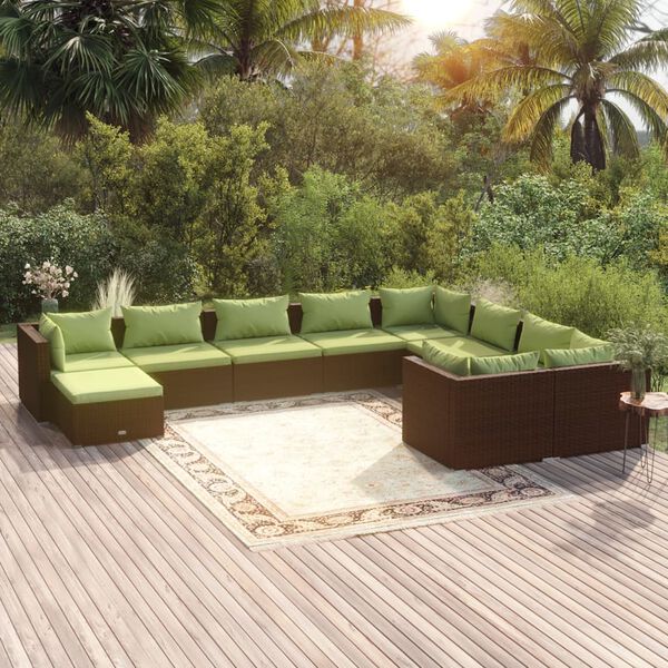vidaXL Garden Lounge Set Brown PE rattan Large Modular