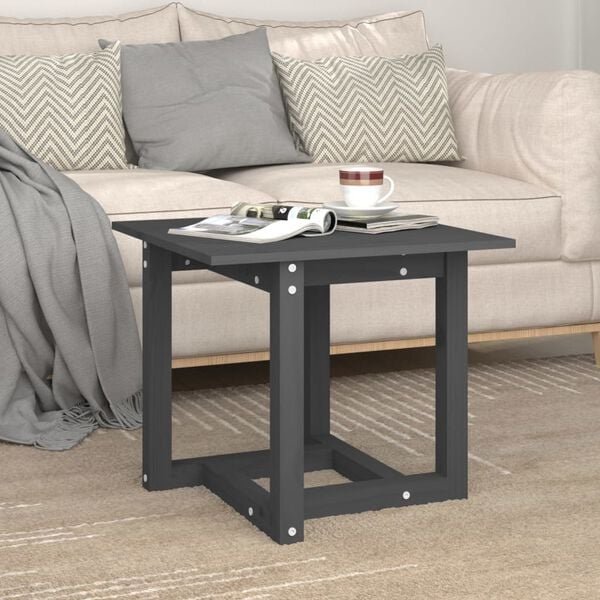 vidaXL Coffee Table Gray Solid Pine Wood Durable Coffee Table Square
