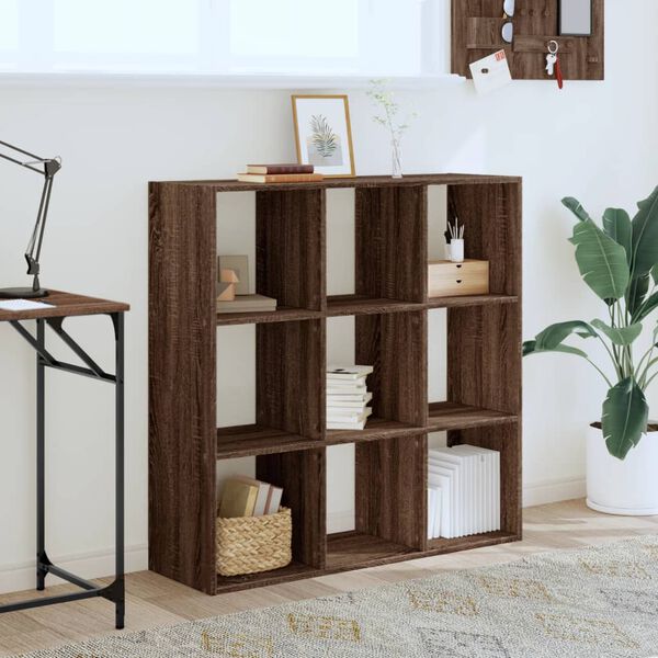 vidaXL Bookcase Brown Oak Engineered Wood Medium Storage Bookcase