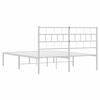 vidaXL Metal Bed Frame White Powder-coated steel Double Bed Bed Frame