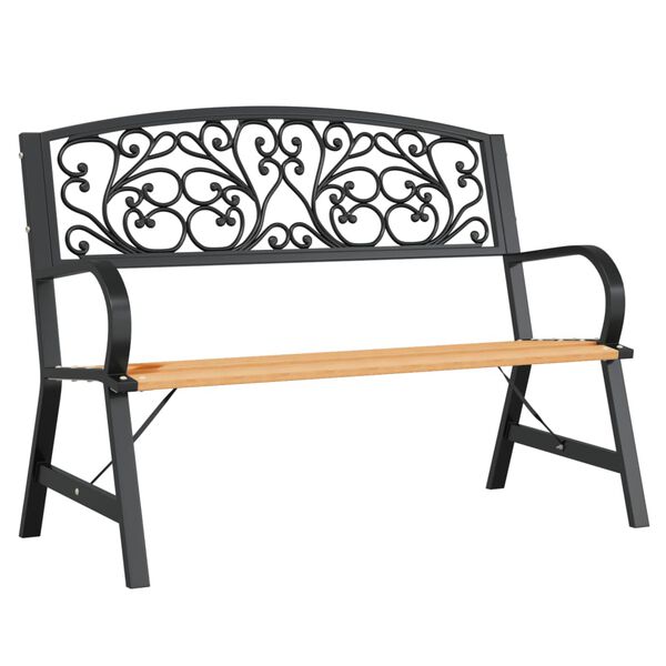 vidaXL Garden Bench Multicolour Wood, Steel, Cast Iron 47.2 in Durable