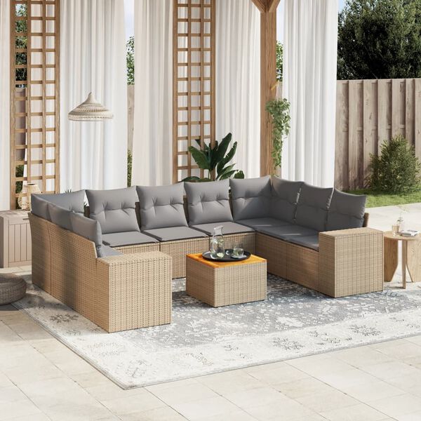 vidaXL Garden Sofa Set Beige, Light Grey
