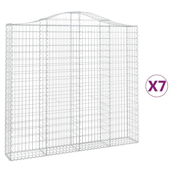 vidaXL Arched Gabion Baskets 7 pcs 78.7x11.8x180/200" Galvanised Iron