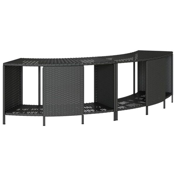 vidaXL Storage Shelf Black Poly Rattan, Powder-Coated Steel Medium