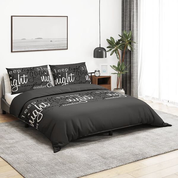 vidaXL Duvet Cover Set Black 100% Cotton