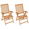 vidaXL Patio Chairs 2 pcs with Cream Cushions Solid Teak Wood