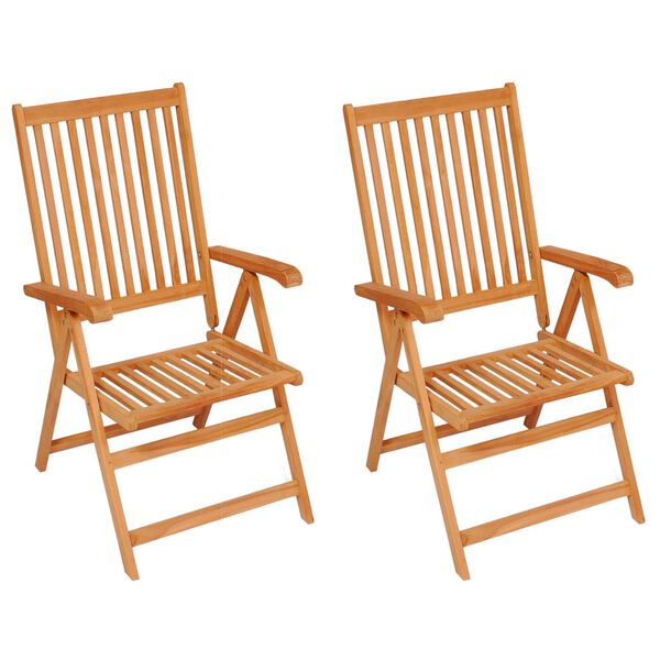 vidaXL Patio Chairs 2 pcs with Cream Cushions Solid Teak Wood