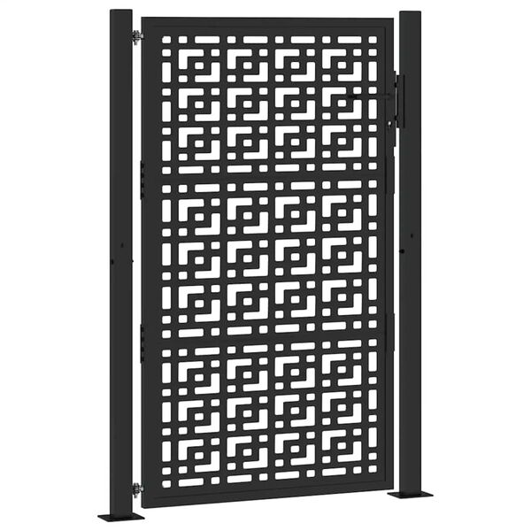 vidaXL Garden Gate Black 39.4x59.1" Steel Cross  Design