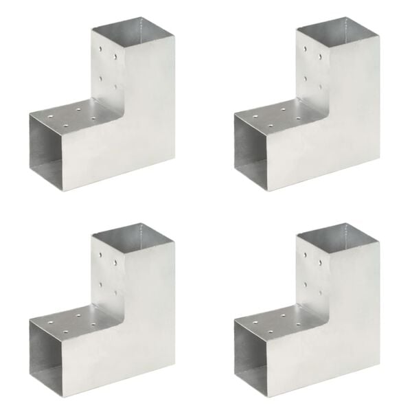vidaXL Post Connectors 4 pcs L Shape Galvanised Metal 3.19x3.19"