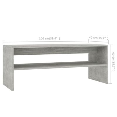 vidaXL Coffee Table Concrete Gray 39.4"x15.7"x15.7" Engineered Wood
