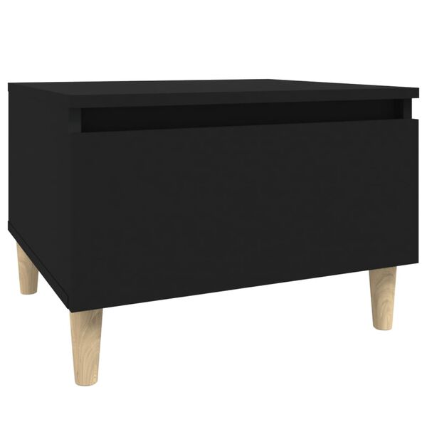 vidaXL Side Table Black Engineered wood, Solid eucalyptus wood Small