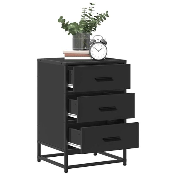 vidaXL Bedside Cabinet Black Engineered Wood 15.7 x 13.6 x 23.6 in