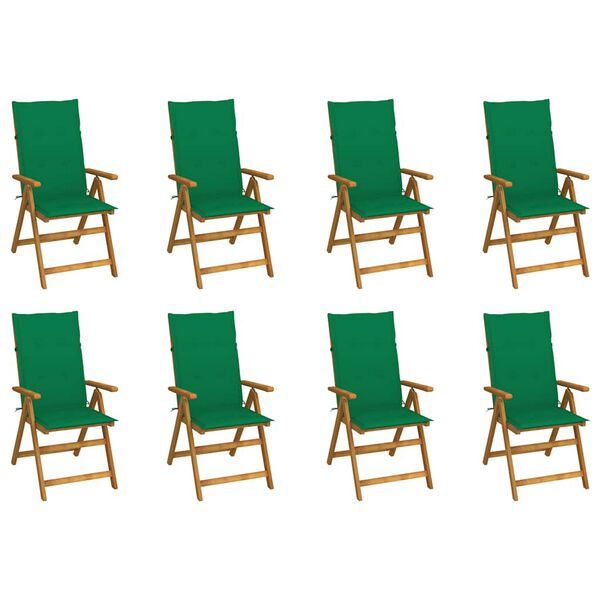 vidaXL Garden Chair Set of 8 Brown Solid Acacia wood, Polyester Large