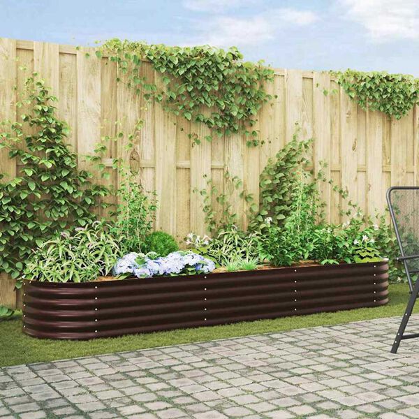 vidaXL Garden Raised Bed Brown 126" x 31.5" x 17.3" Steel