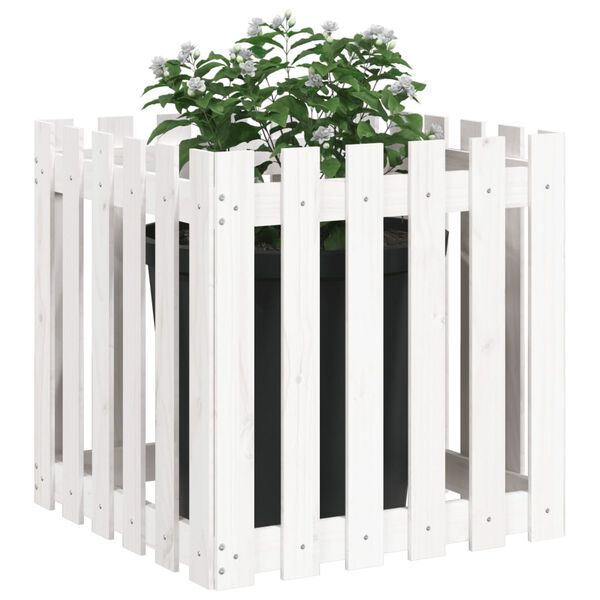 vidaXL Garden Planter White Solid Pine Wood 23.6 in Appealing Design