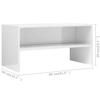 vidaXL TV Stand High Gloss White 31.5"x15.7"x15.7" Engineered Wood