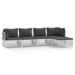 vidaXL Garden Lounge Set White, Dark grey