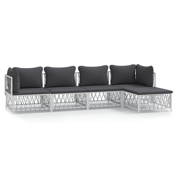 vidaXL Garden Lounge Set White, Dark grey