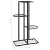 vidaXL Plant Stand Black Metal Medium Plant Stand Rectangular