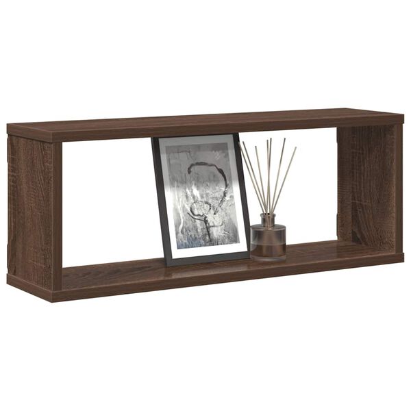 vidaXL Wall Cube Shelf Set of 4 Brown Oak Engineered Wood Medium