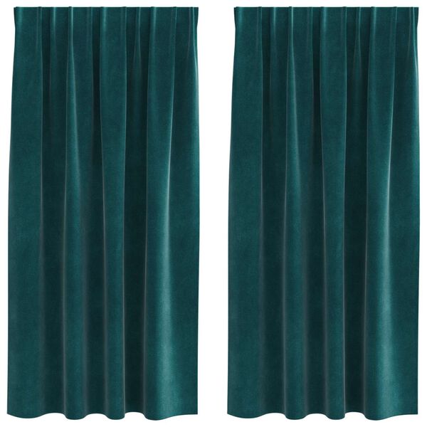 vidaXL Blackout Curtains 2 pcs Dark Green 55.12 x 68.90 in Velvet