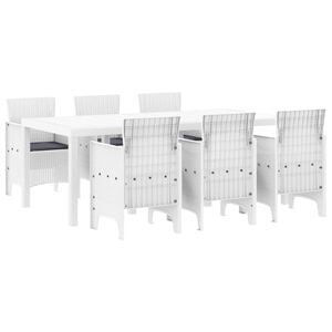 vidaXL Garden Dining Set 7 pcs White Polt rattan