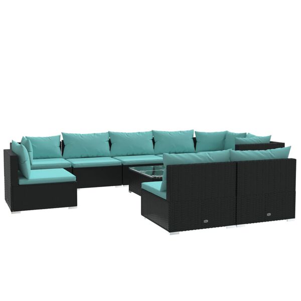 vidaXL Garden Lounge Set Black, Water Blue
