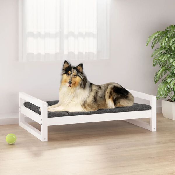vidaXL Dog Bed White Solid pine wood Medium Minimalistic Dog Bed