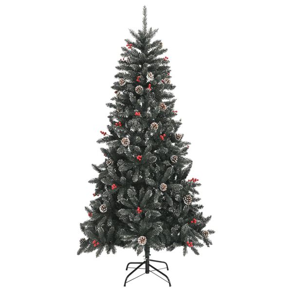 vidaXL Christmas Tree Green and White PVC, Steel Extra Tall Collapsible