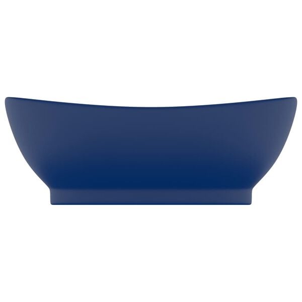 vidaXL Luxury Basin Overflow Oval Matt Dark Blue 23.0x15.4" Ceramic