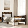vidaXL Bed Frame Black, Smoked Oak Iron, Engineered Wood Single