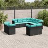 vidaXL Garden Sofa Set Black, Blue
