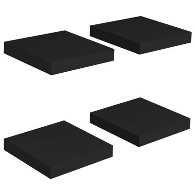 vidaXL Floating Wall Shelves 4 pcs Black 9.1"x9.3"x1.5" MDF
