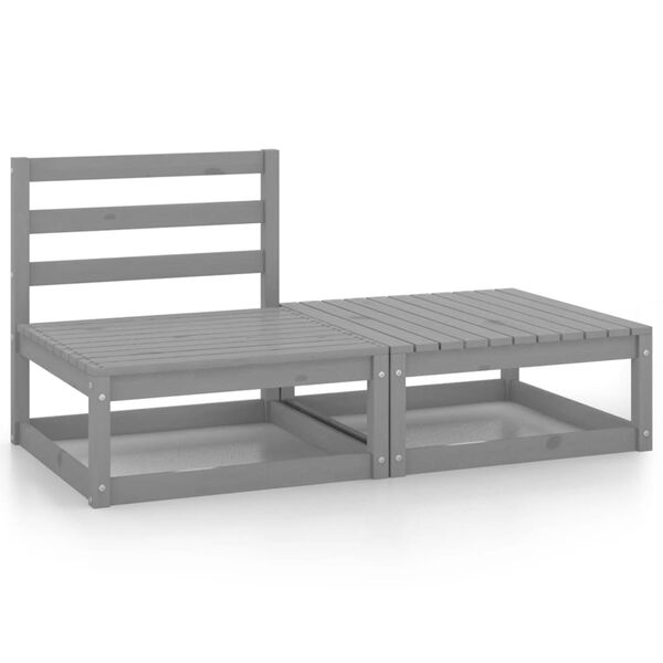 vidaXL Garden Lounge Set Grey Solid Pine Wood Medium Modular