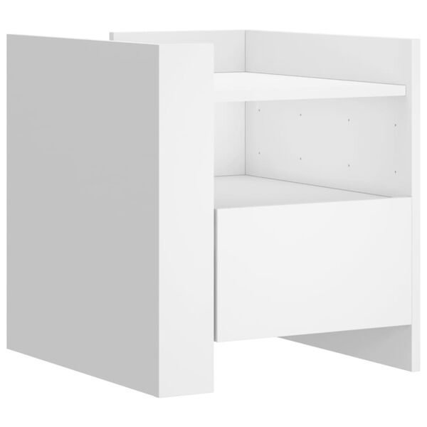 vidaXL Bedside Cabinet White Engineered Wood 17.7x19.7x19.7 in