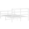 vidaXL Bed Frame White Powder-Coated Steel 55x78.7 in Bed Frame