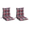 vidaXL Lowback Chair Cushion Set of 2 Red Check