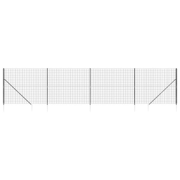vidaXL Wire Mesh Fence with Spike Anchors Anthracite 7.2x32.8'