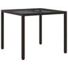 vidaXL Garden Dining Table Brown 35.4" x 35.4" x 29.5" Poly rattan